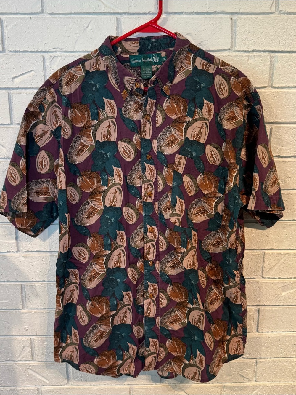 Vintage 90s y2k Knights of Round Table Papaya Buttondown Shirt Mens XL